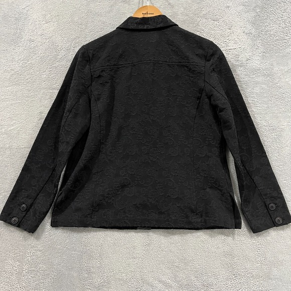 Appleseeds Button Up Womens 4P Blazer Black Floral Preppy Grunge Goth - Picture 2 of 8